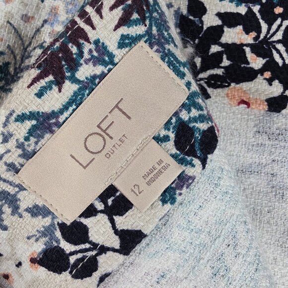 LOFT Skirt Size 12 Multicolored Floral Pencil Straight Knit Cotton Stretch 23L - Picture 13 of 16
